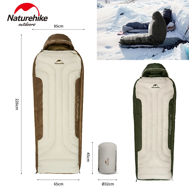 Naturehike Duck Down Sleeping Bag 650FP 90% Ultralight Outdoor Hiking Winter Warm Thickened 4 Season Insulated Quilt -25℃~-12℃