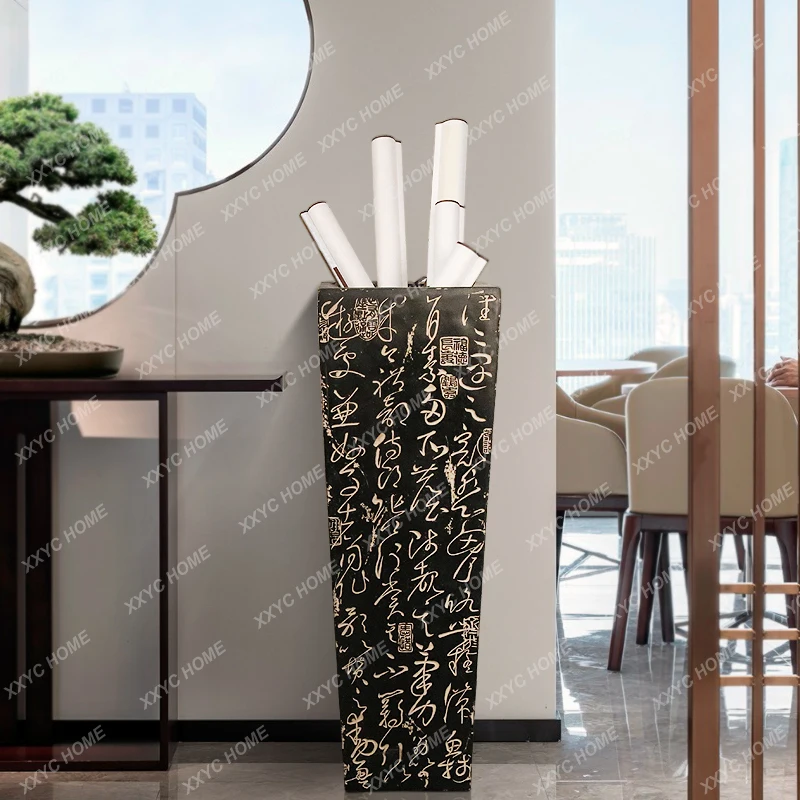 Landscape Quiver Calligraphy and Painting Scroll Holder Cylinder Scroll Painting Tube Umbrella Tube Chinese Floor