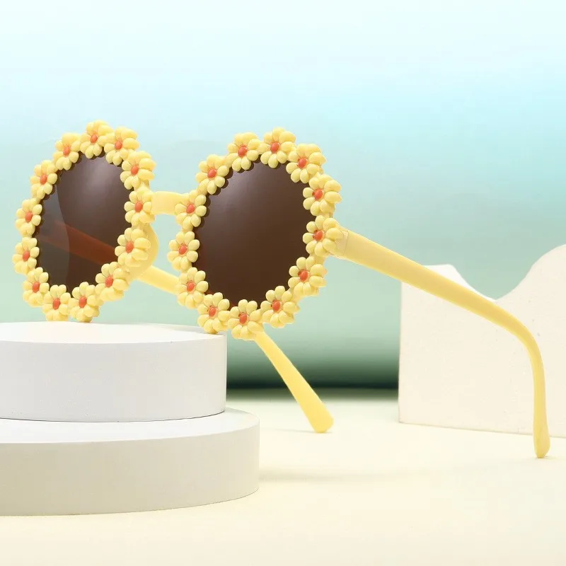 Kids Sunglasses Sunflower Baby Glasses Fashionable Flower Ring Sunscreen Sun Eyeglasses Children Cartoon Daisy Sunglasses