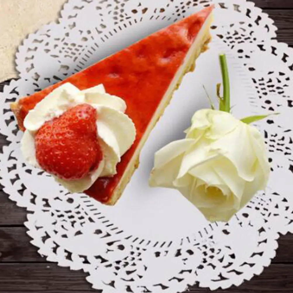 200Pcs Round Lace Paper Doilies Oil-Absorbing Cake Paper Pads for Baking Cupcake Pizza Party Table Decoration 7.5inch 8.5inch