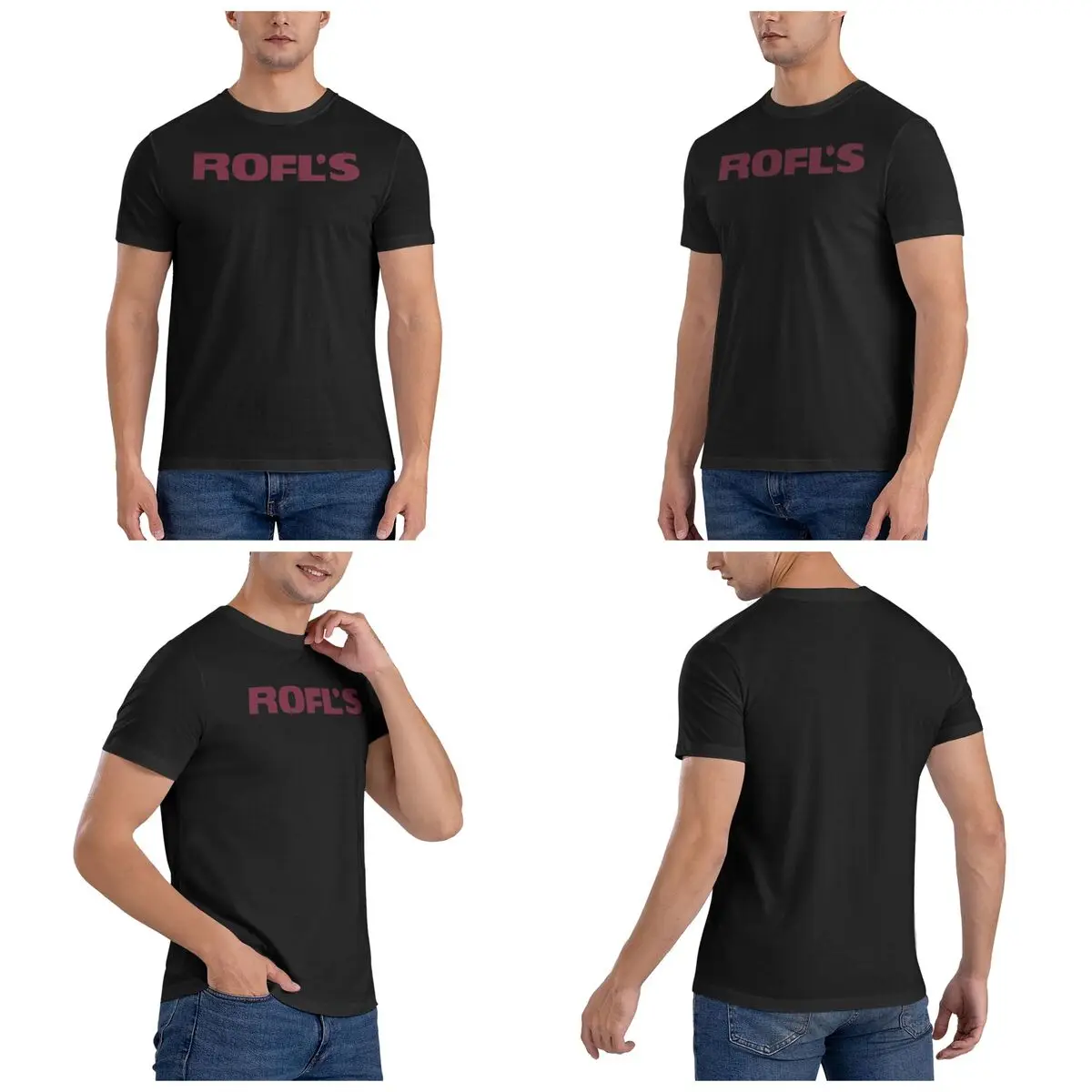تي شيرت رجالي من Rofl تي شيرت كبير الحجم للرجال برقبة دائرية من القطن تي شيرت قصير صيفي للرجال