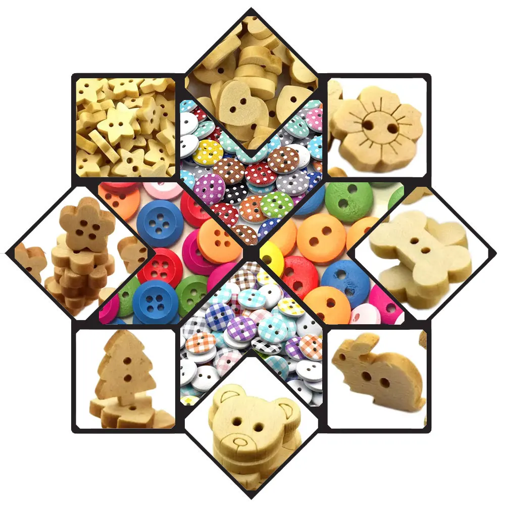 

300PCS Wooden Buttons Cartoon Round Christmas Wood Button Love Clothing Kids Sewing Button Scrapbooking Crafts DIY Baby Decor