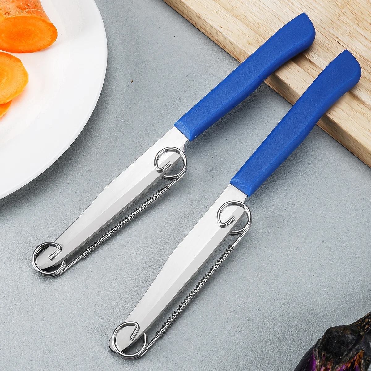 1PC-Adjustable spring peeler fruit knife peeler 2-in-1 household multifunctional fruit and vegetable slicer