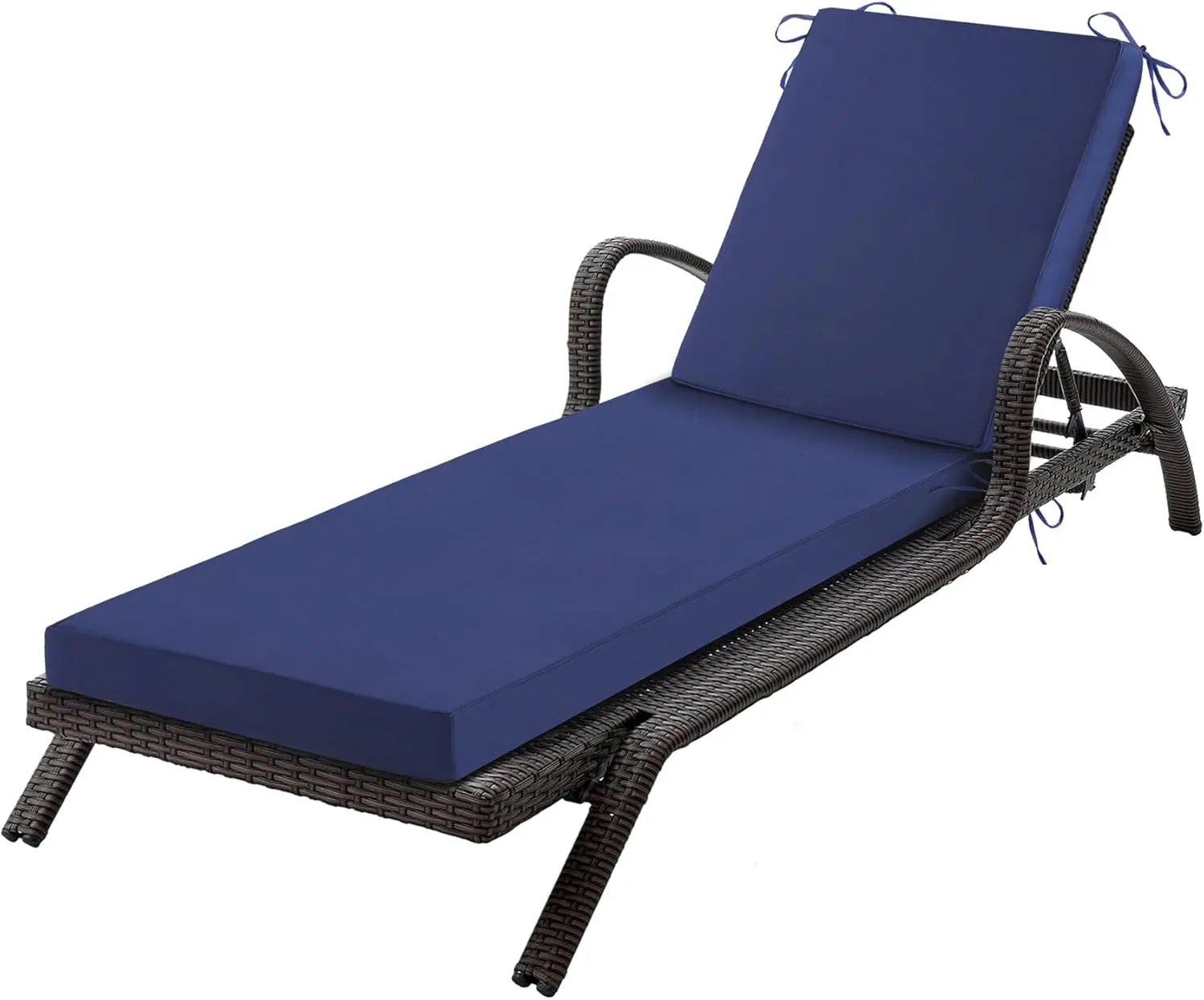 

Outdoor Chaise Lounge Cushions 72x21x3 Inch Waterproof Fade-Resistant with Removable Cover Ties for Patio Pool Beach Navy Blue