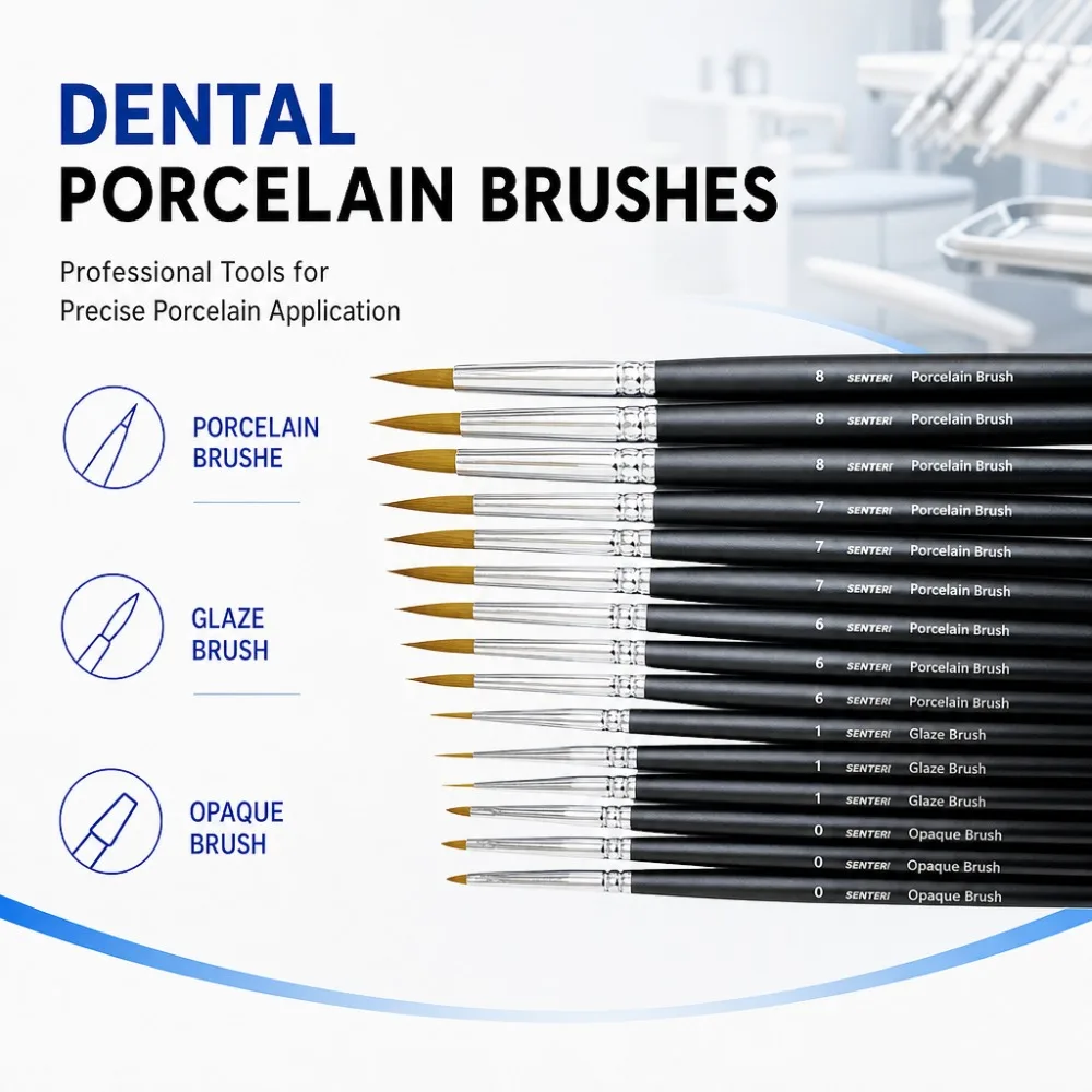 5Pcs Dental Porcelain Brush Set Opaque Glaze Ceramic Brushes for Dental Lab