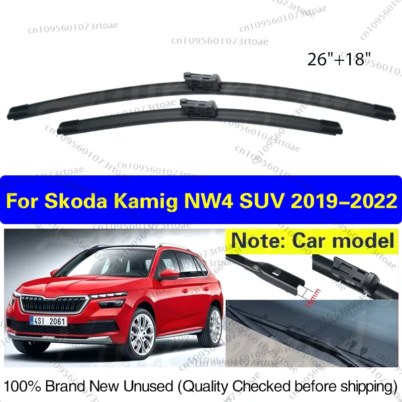 

Car Windshield Wiper Blades Fit For Skoda Kamiq NW4 SUV 2019 2020 2021 2022 Soft Rubber Auto Front Windscreen Rain Brush 26"+18"