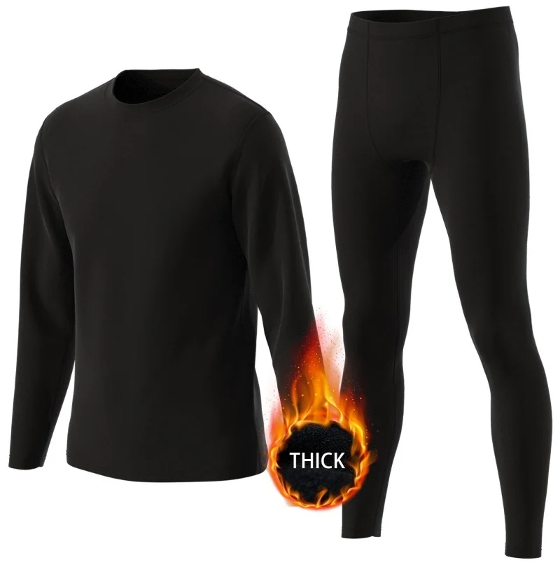 طقم ملابس داخلية حرارية للرجال مكون من قطعتين ملابس رياضية للرجال 5 ألوان برقبة دائرية ملابس شتوية دافئة وإكسسوارات التزلج #3
