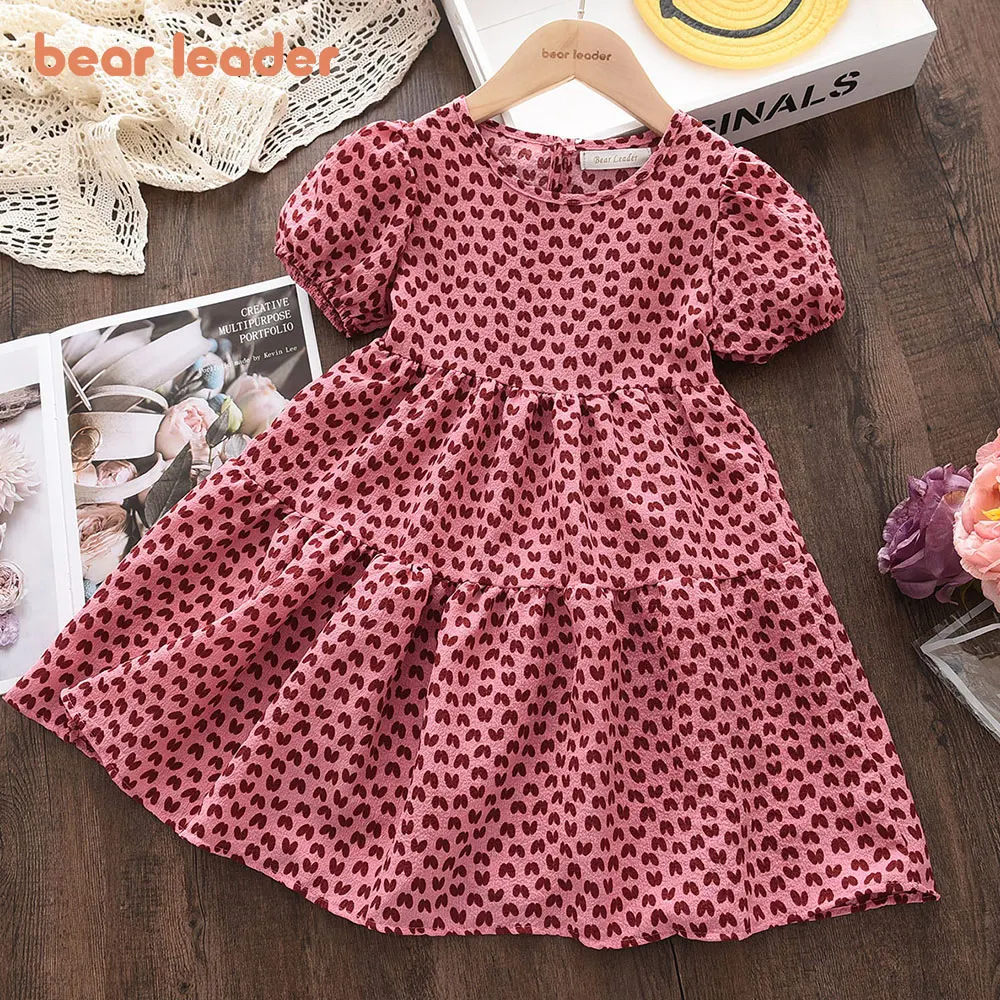 Bear Leader Leopard Print Kids Girls Casual Dress Summer Floral Children Dresses New Party Princess Sundress Ball Gown Vestidos