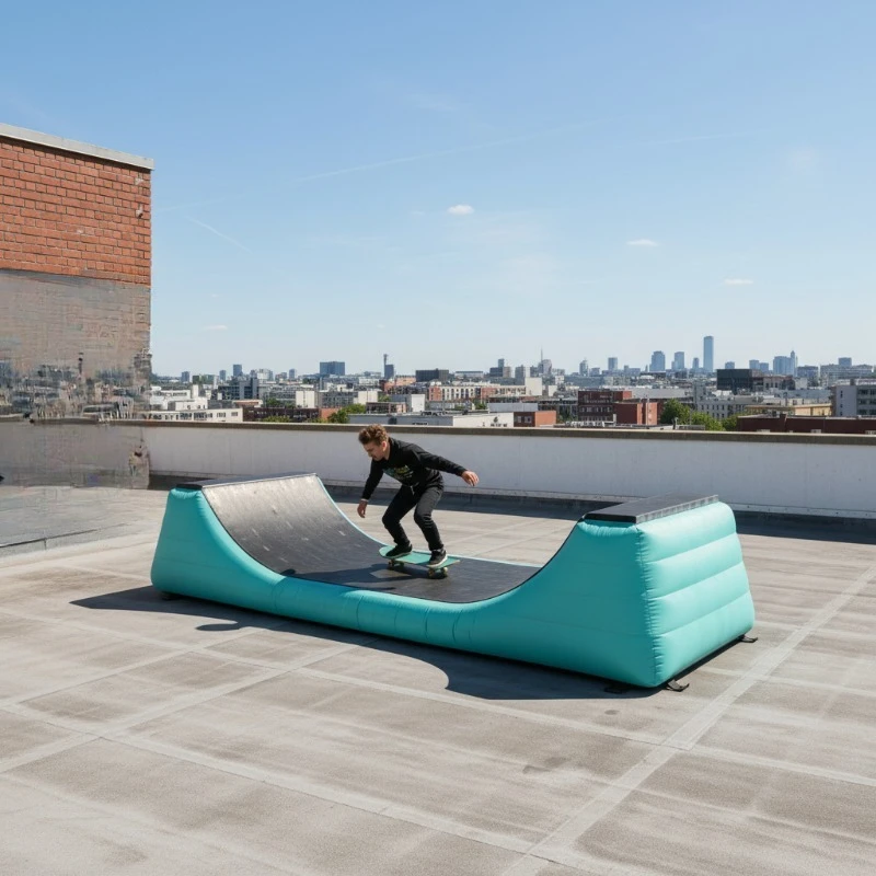Inflatable bike ramps, inflatable skateboard ramps, and bike landing airbags for outdoor skateboard parks