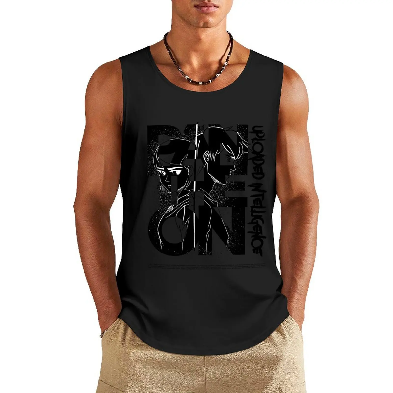 Uploaded Intelligence (B/W): Pantheon TV Show Tank Top singlets for men bodybuilding men sports vest