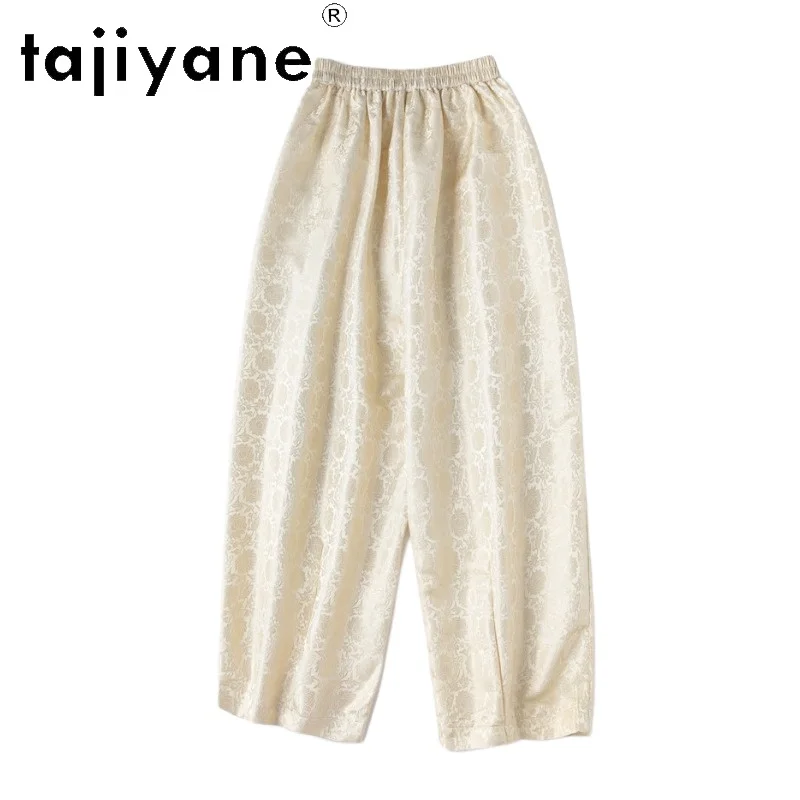 

TAJIYANE 100% Mulberry Silk Harem Pants Woman Elegant 30MM Jacquard Trousers High Quality Summer Pants 2026 Women Clothes штаны