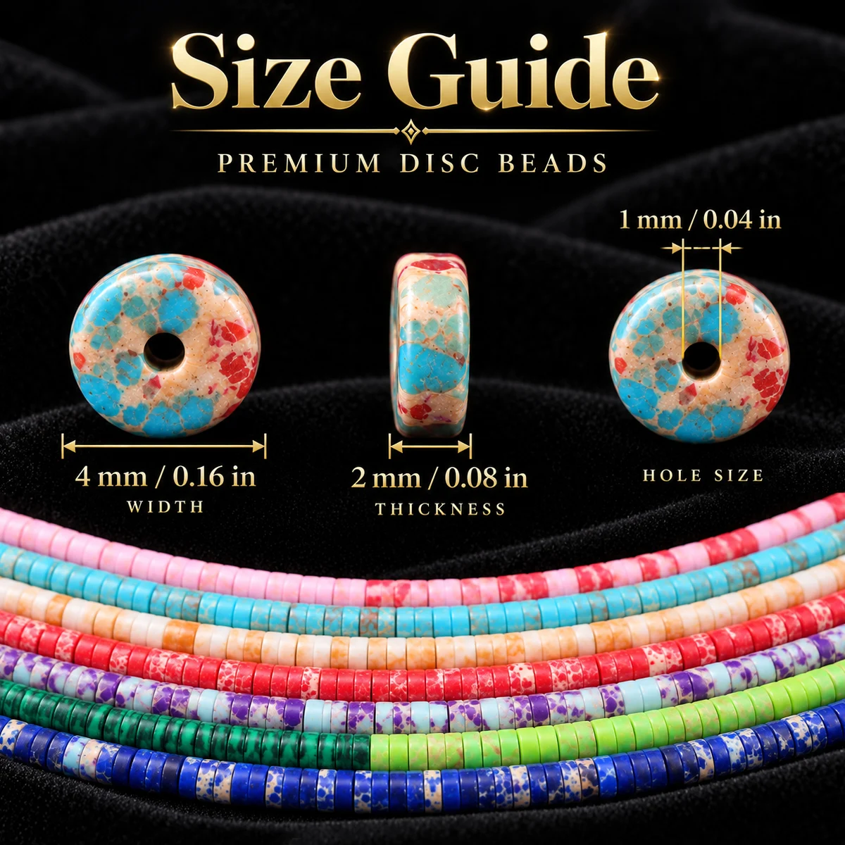 2x4mm 75-piece Assortment Natural Stone Emperor Pine Multicolored Handcrafted DIY Jewelry-Making Bracelet Beads and Accessories