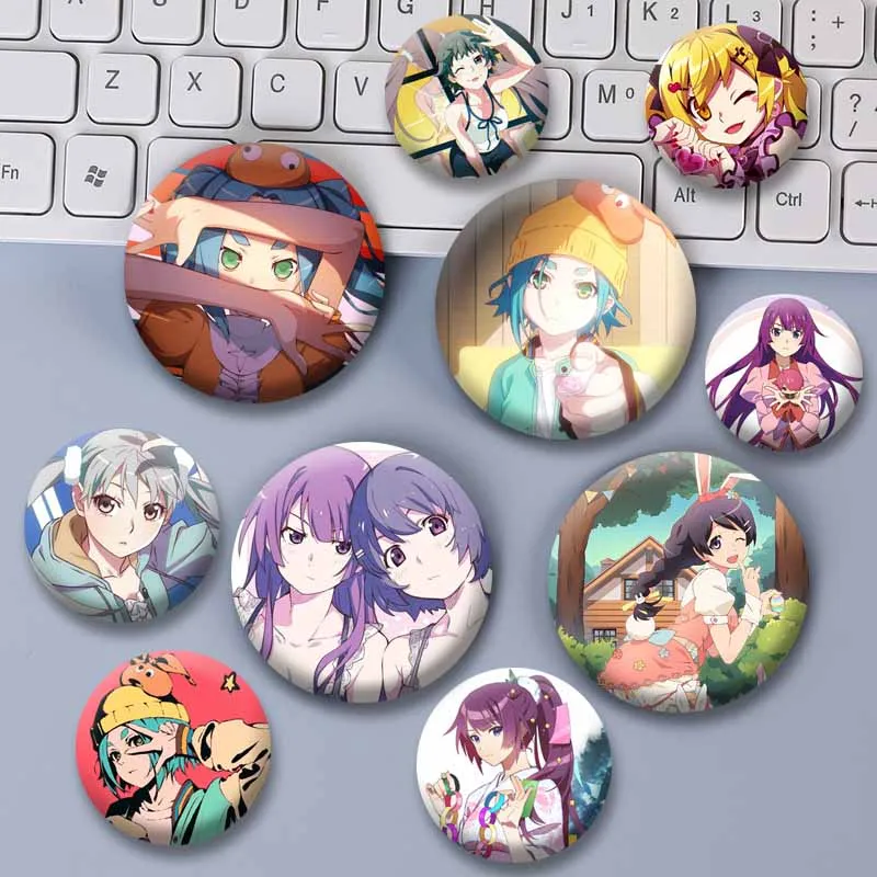 Cute Nadeko Sengoku Hitagi Mayoi Suruga Kanbaru Tsukihi Cartoon Brooch Anime Bakemonogatari Enamel Pins Bag Shoes Badge Ornament
