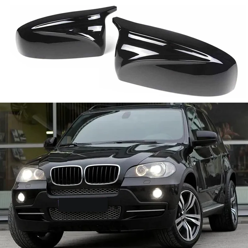 Auto Accessories Car Rear View Side Mirror Cover Rearview Mirror Cap ABS For BMW X5 E70 X6 E71 08-13 Carbon Fiber Gloss Black