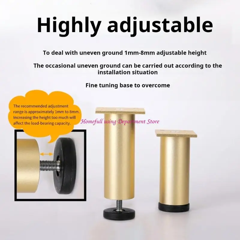 6pack Modern Metal Bed Frame Risers Heavy Type Adjustable Furniture Leg for Improved Underbed Organization