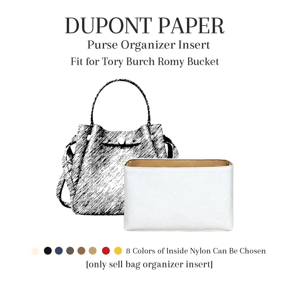 

Purse Organizer Insert Fit for Tory Burch Romy Bucket Bag, Dupont Paper Inside Storage Bag Organizer Insert Inner Liner Bag