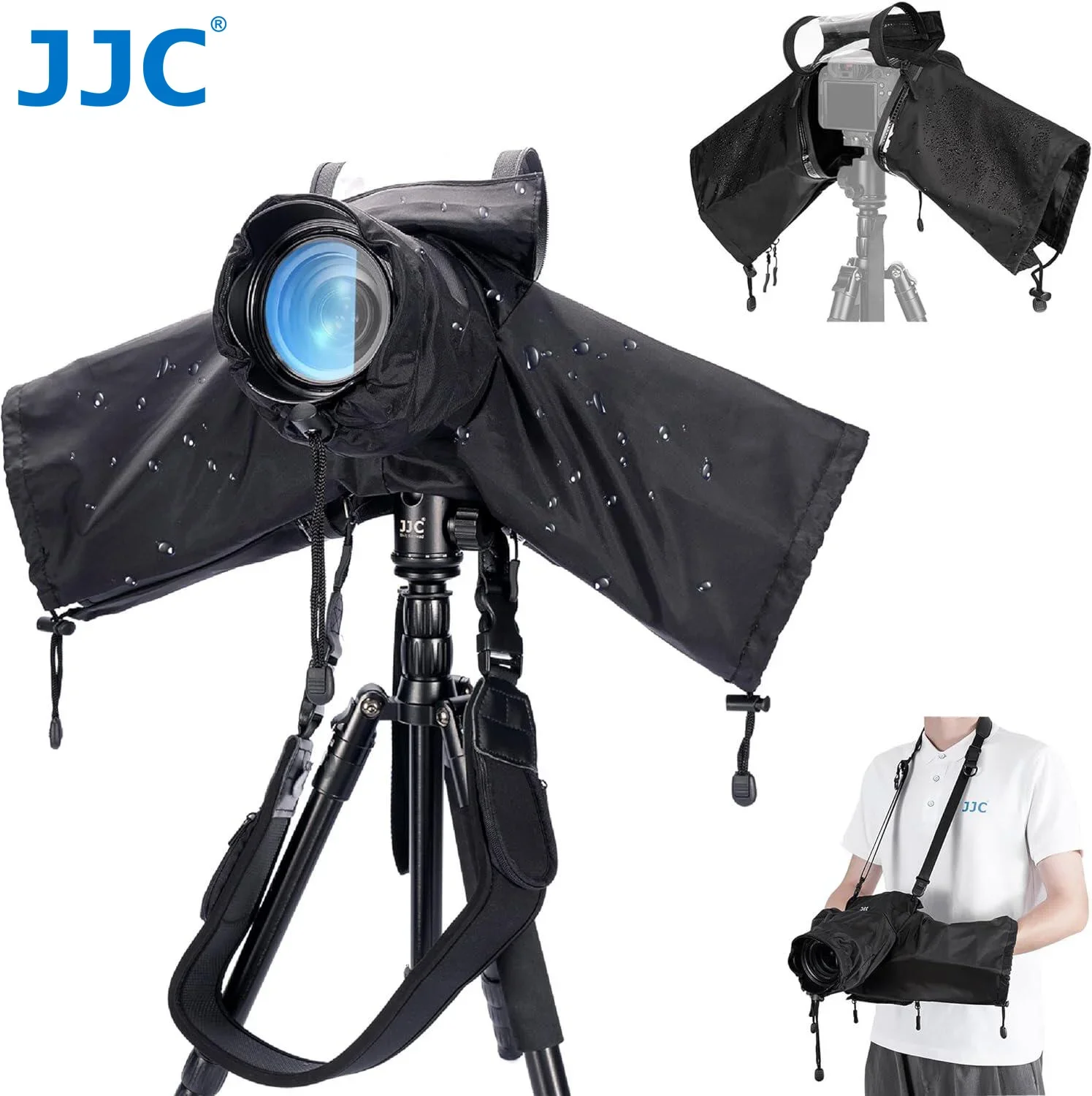 JJC Camera Rain Cover with Zippered See Through Windows for Sony A7RV A7IV A7SIII A6600 A7CII A7CR Canon EOS R8 R7 R6 Mark II R5