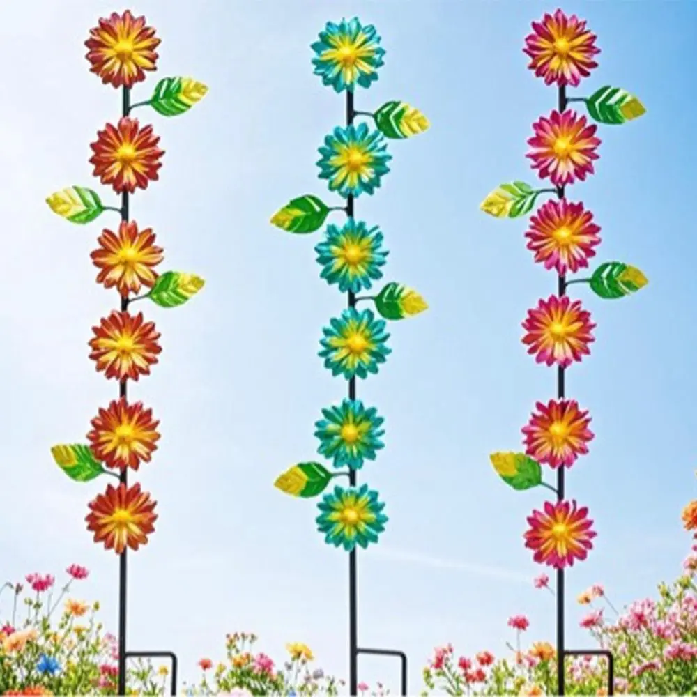 

3pcs Crafts Metal Decorative Garden Stakes Plant Shaped Creative Garden Pile Art Flower Ground Stake Home