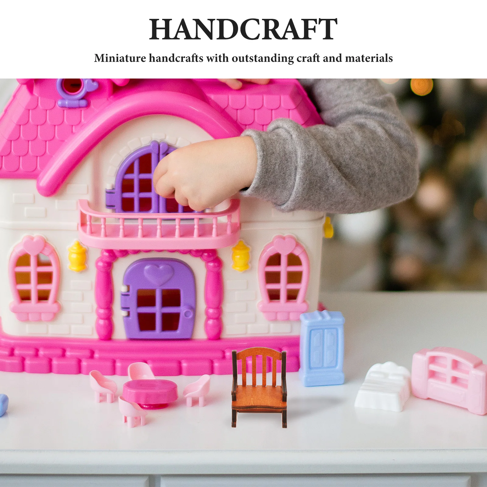 Cadeira de balanço decoração mini banco de paisagem micro ornamento para móveis diy casa modelo em miniatura de madeira