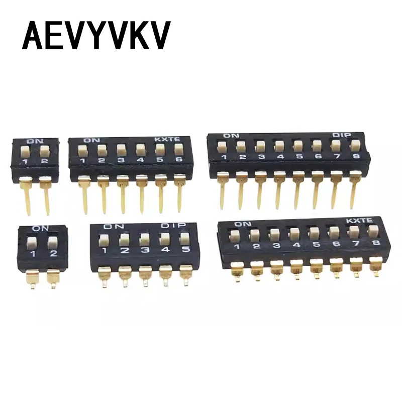 10pcs/lot Slide Type SMT SMD Dip Switch, 2.54mm Pitch 2 Row 4 Pin 2 Position / 8 pin 4 Position / 16 pin 8 Position