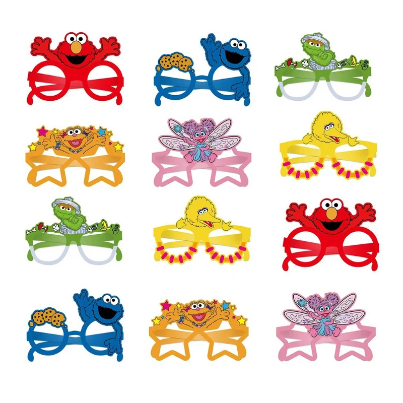 Juego de 12 máscaras de papel para fiesta de Plaza Sésamo, gafas de papel de juguete para niños, artículos para fiestas