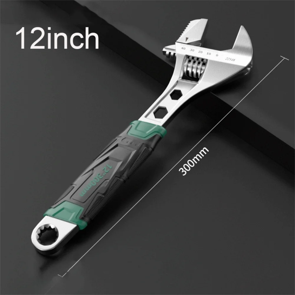 

Useful Metal Adjustable Wrench Anti-Slip Large Opening Universal Spanner Long Handle Multi-Purpose Clamp Wrench Car Repair
