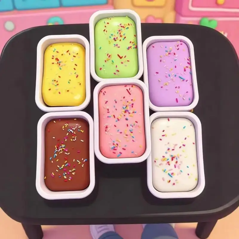 1Pcs Bread Shaped Handmade Fidget Toy Slow-rebound Simulation Bread Squeeze Toy 3D Soft Sticky Box Cake Toys