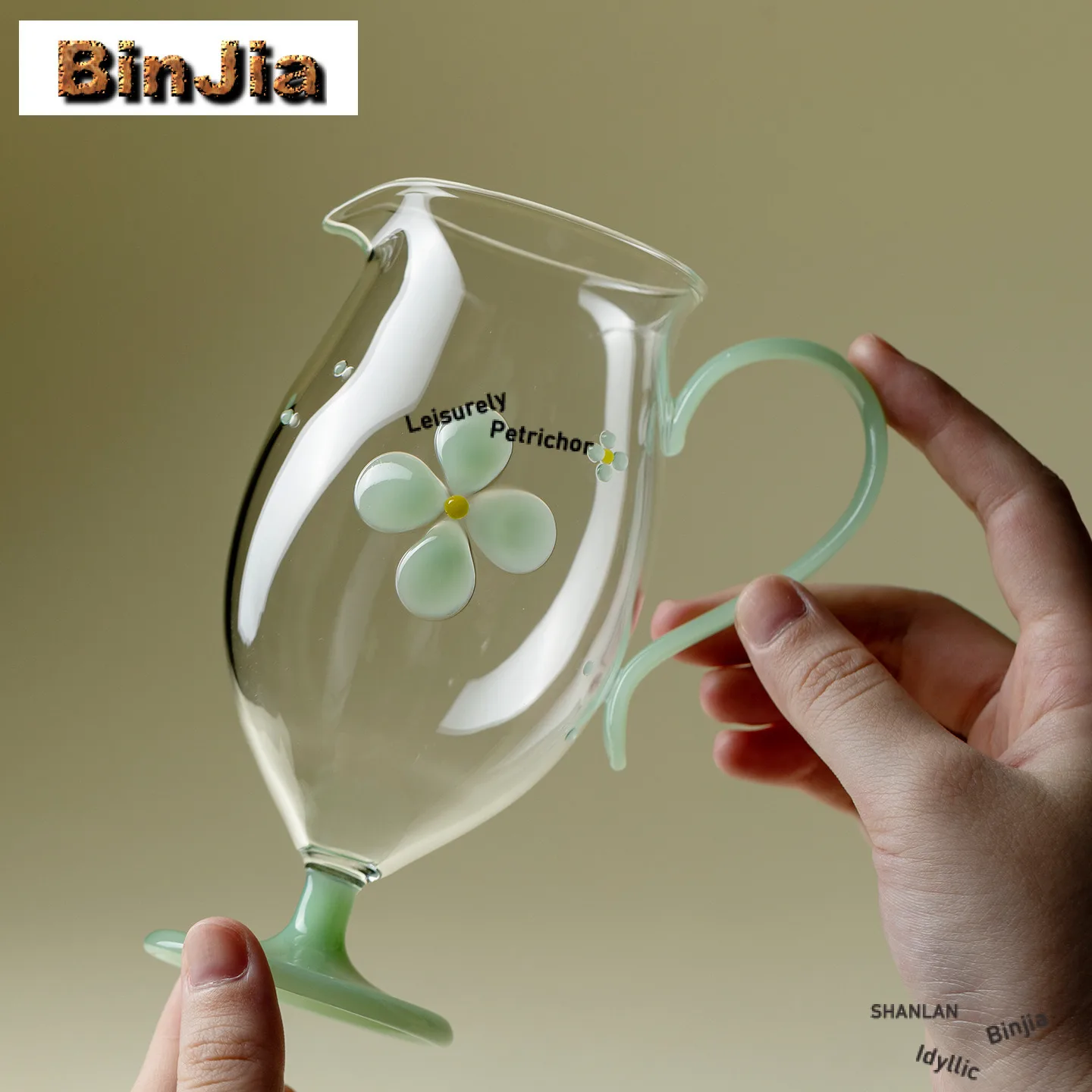 250ML Glass Lily Of The Valley High Foot Tea Pitcher Pour Tea Cha Hai Dispenser Justice Cup Fair Mug Drinkware Gift Supplies