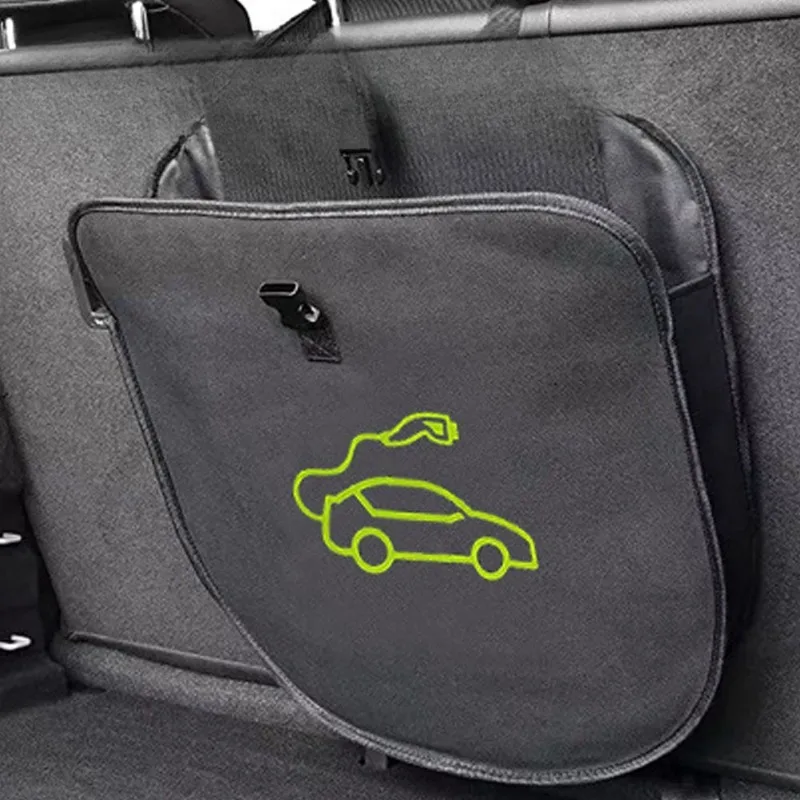 Black Car Hanging Charger and Cable Organizer Bag - Compact Design, Easy Access & Trunk Organization, Secure Zipper Closure
