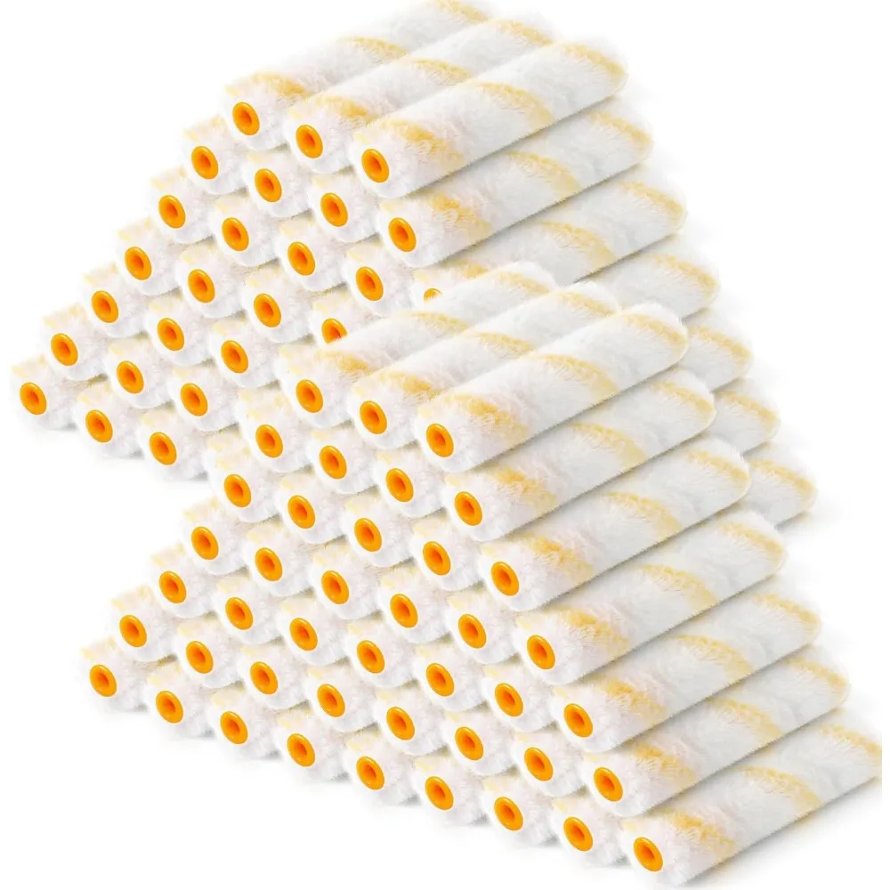 

100 Pack 6x38 Mini High Density Microfiber Paint Roller Covers Short Nap for Walls Cabinets House Repair