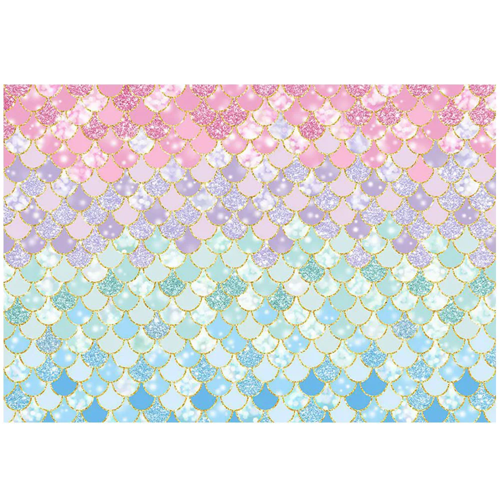 Mocsicka Girl Princess Birthday Backdrop Pink Purple Blue Mermaid Scales Photo Background for Photo Studio Photography Photocall