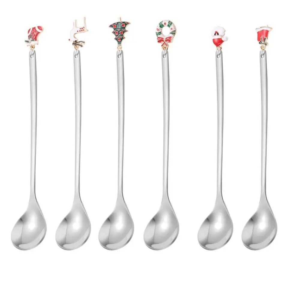 Stainless Steel Christmas Spoon Set Elk Pendant Exquisite Craft Tea Spoon Party Ornament Style Creative Tableware