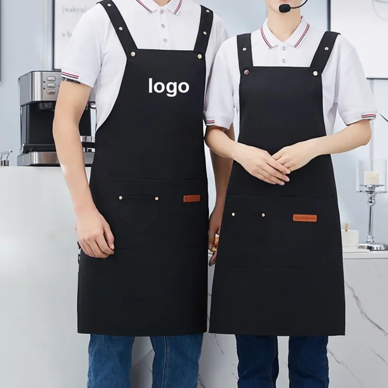 Restaurant Waiter Apron Kitchen Chef Cook Aprons Wear for Women Men Household Cleaning Waterproof Bib Studio Uniforms Custom