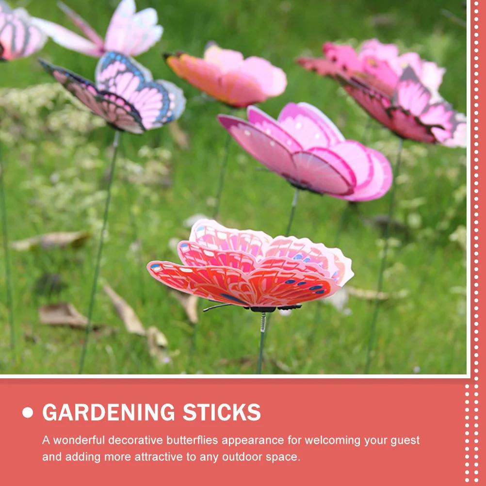 

20pcs Simulation Butterflies Stakes Garden Decorative Ornament Flower Beds Lawn Yard Gardening Sticks Outdoor Garden Stake
