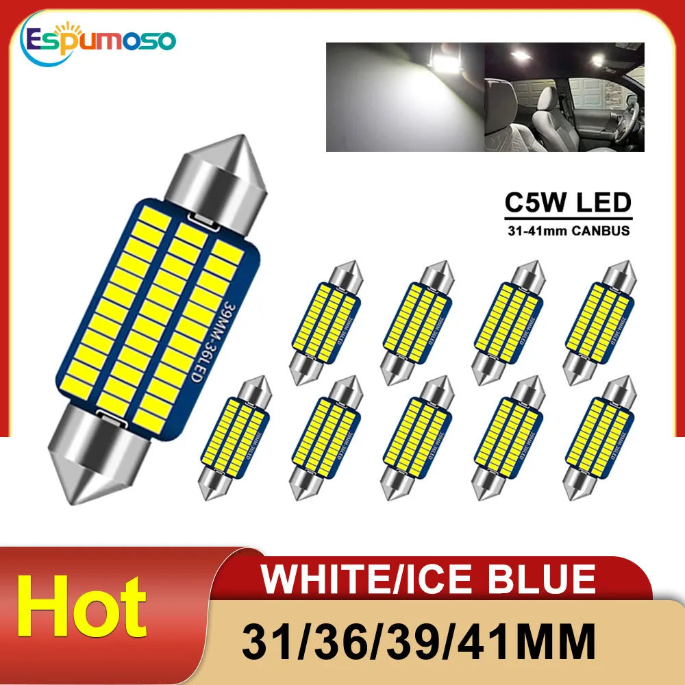 Festoon C5w Led 41 Mm 21 30 36 Led Smd Bulb 3014 Smd Reading Lamp Car Interior Light White Dc 12v