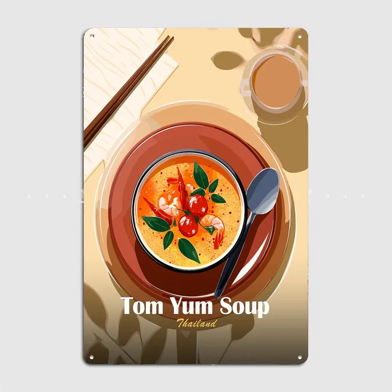 Tom Yum Soup Vintage Poster Metal Sign Custom Bedroom Room Decor Home Decor Posters Wall Decoration