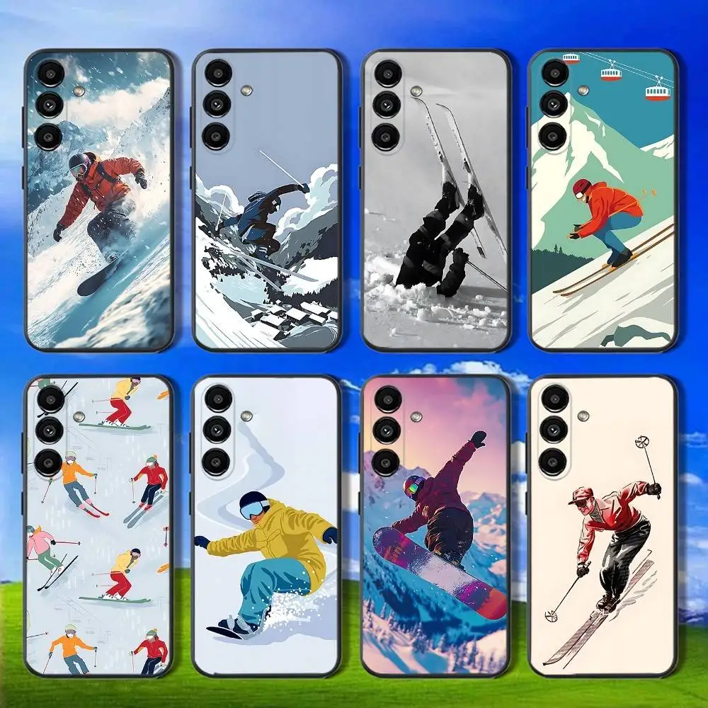 

Snow Snowboard Ski Phone Case For Samsung Galaxy A13,A21s,A22,A31,A32,A52,A53,A71,A80,Soft Black Shell