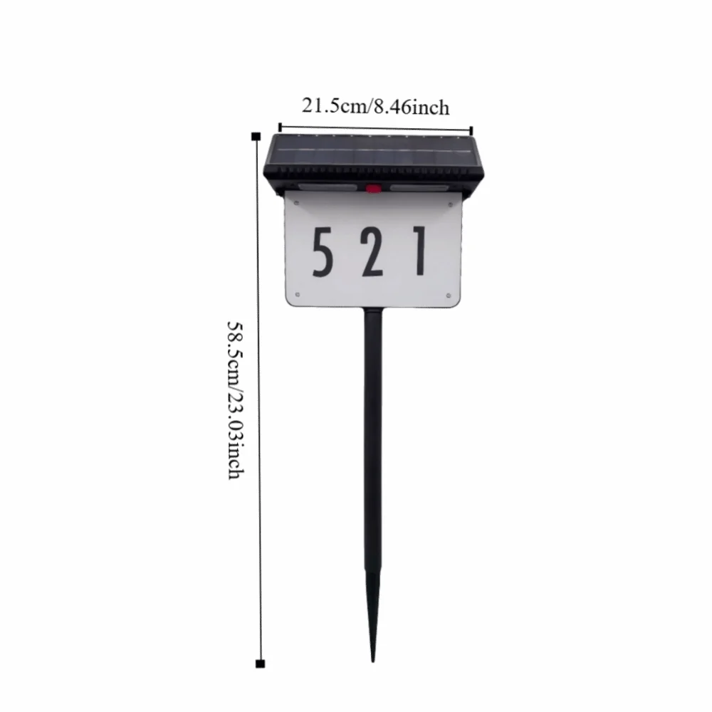 Waterproof Solar Address Sign Light 3-Color Ambience Lamp Wall Mounted Solar Powered House Number Light In-Ground Stake Mounted