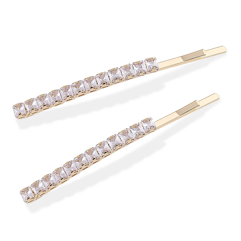 Trendy 2 Pieces Pair Hairpin for Women Girls Gold Plating Hair Clip Circular Zircon Shining Hairgirps Barrette Hair Accessory