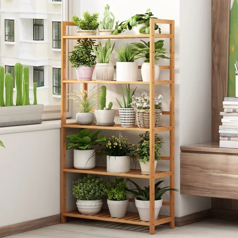 Simple Floor Living Room Plant Stand Home Office Bookshelf Kitchen Storage Rack Bamboo Multifunctional Shoe Rack