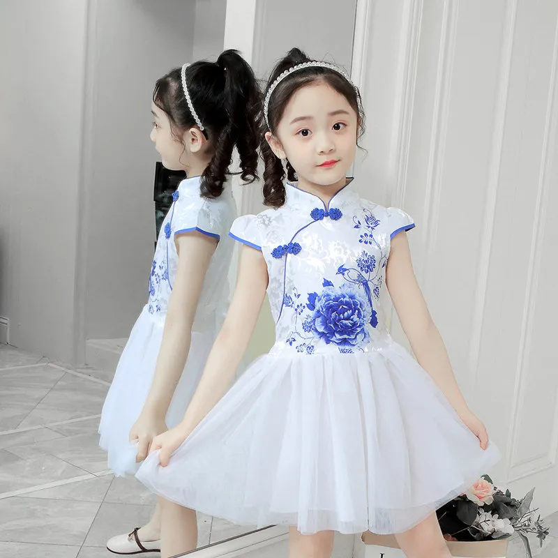 Fashion Party Kids Cheongsam Modern Girls Dresses Performance Children\'s Clothing Casual Baby Chinese Style Dress Qipao Vestidos