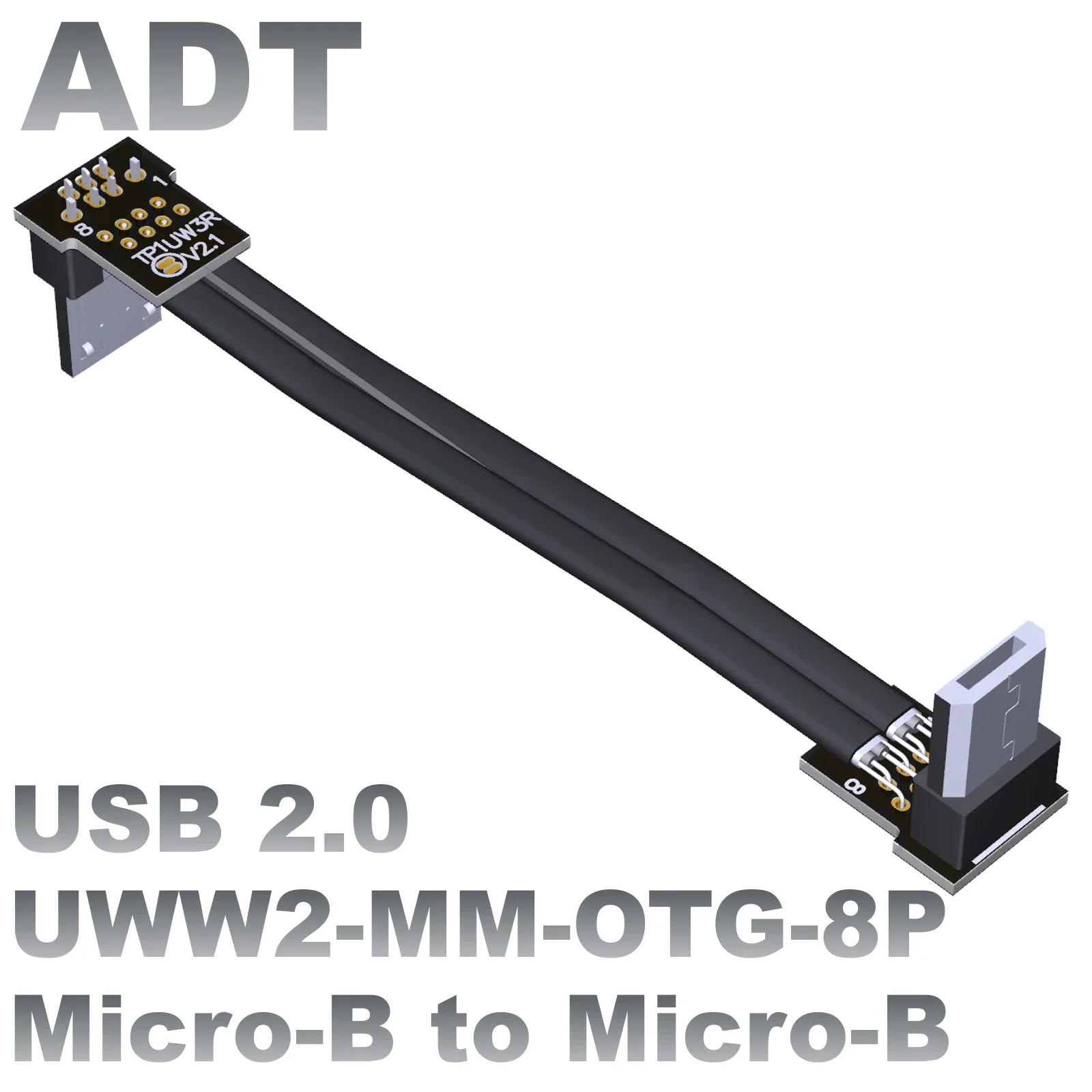 USB Micro-B Extension Male to Female Flat Thin OTG Large Current Extension ADT