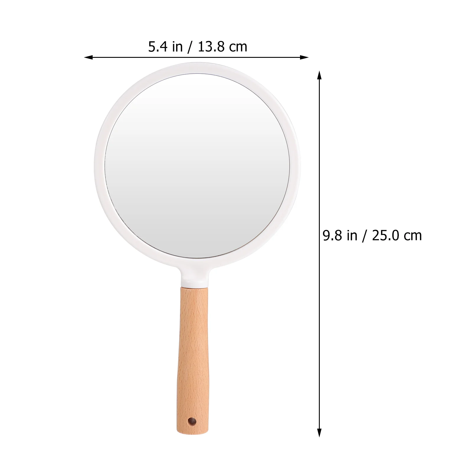 European Style Portable Handle Mirror Vanity Circle Mirrors 25x138cm Abs Beech Vintage Women