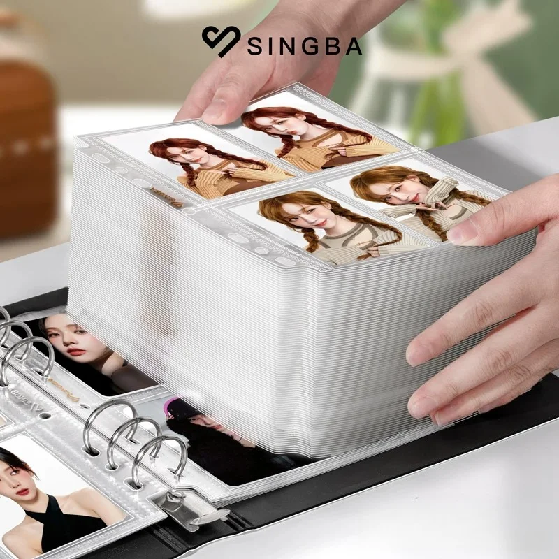 SINGBA A5 Card Binder Photo Album Refills 20/50PCS 4 Pocket for KPOP Photocard Polaroid Pokemon Yu-Gi-Oh Trading Card Album