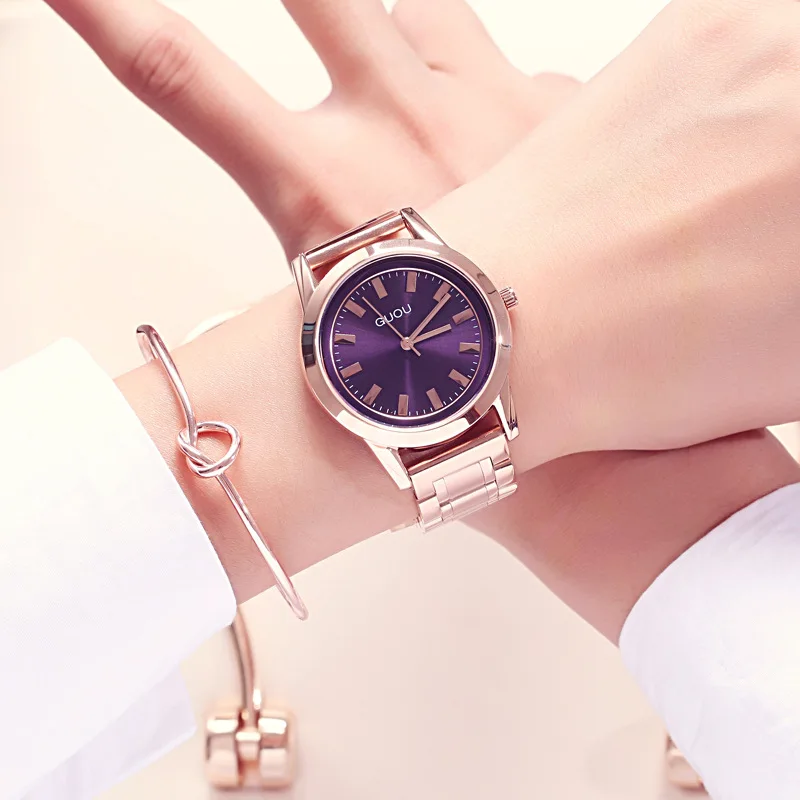 New Trendy Women'S Stainless Steel Strap Watch, Quartz Movement, Casual And Fashionable Watch, High-Quality Women'S Watch.