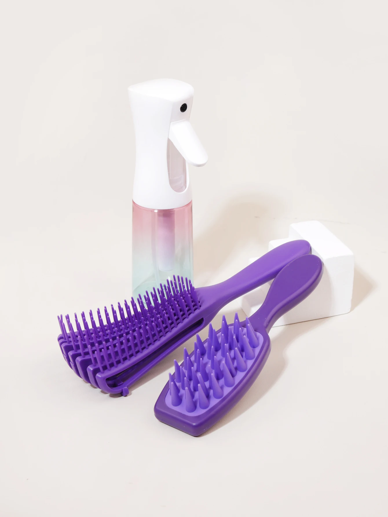 

3PCS/set hair brush set, spray bottle, silicone shampoo brush, suitable for all kinds of hair, scalp massage hair comb set