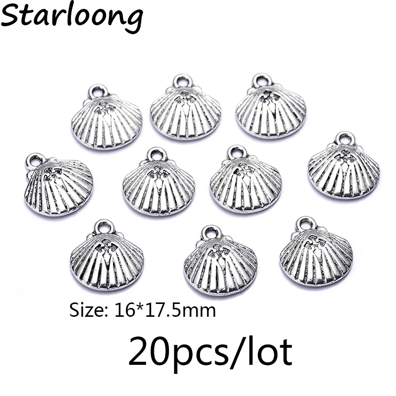 20pcs/lot new arrival zinc alloy antique silver plated sea shell charm pendants for Bracelet Necklace DIY Jewelry Making