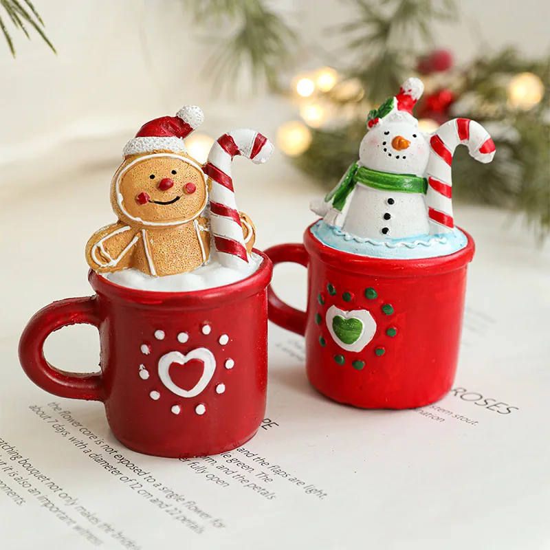 

Christmas Resin Mug Santa Snow Artificial Crafts Desktop Decoration Home Resin Breakfast Milk Mug Creative Gift Home Decoration