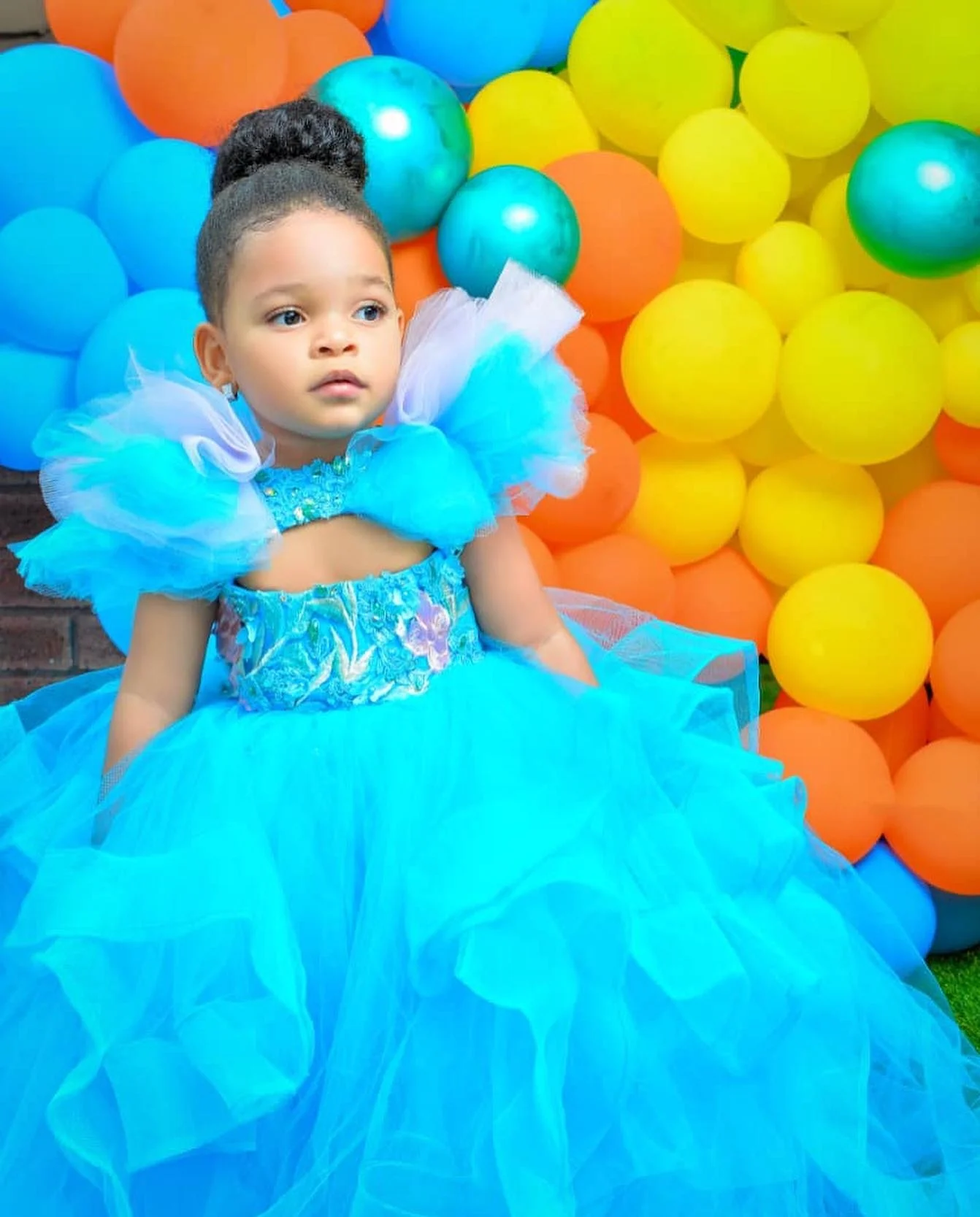 Blue Princess Flower Girl Dresses Ball Gown Tulle Ruffles Appliqued Little Princess Christmas Pageant Birthday Dresses