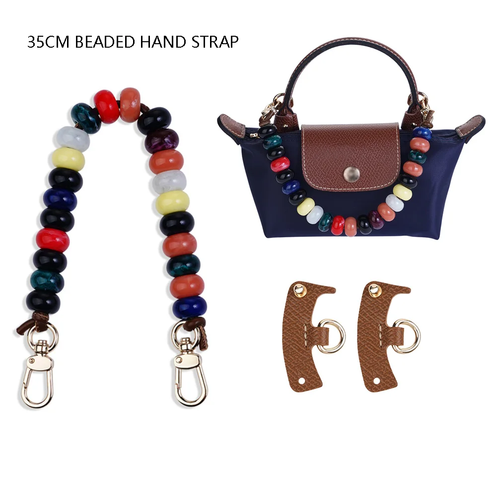 Colorful Beaded Decorative Chain For Longchamp Mini Bags Handcrafted Wood Resin Beads Chains Women Bag Accessory